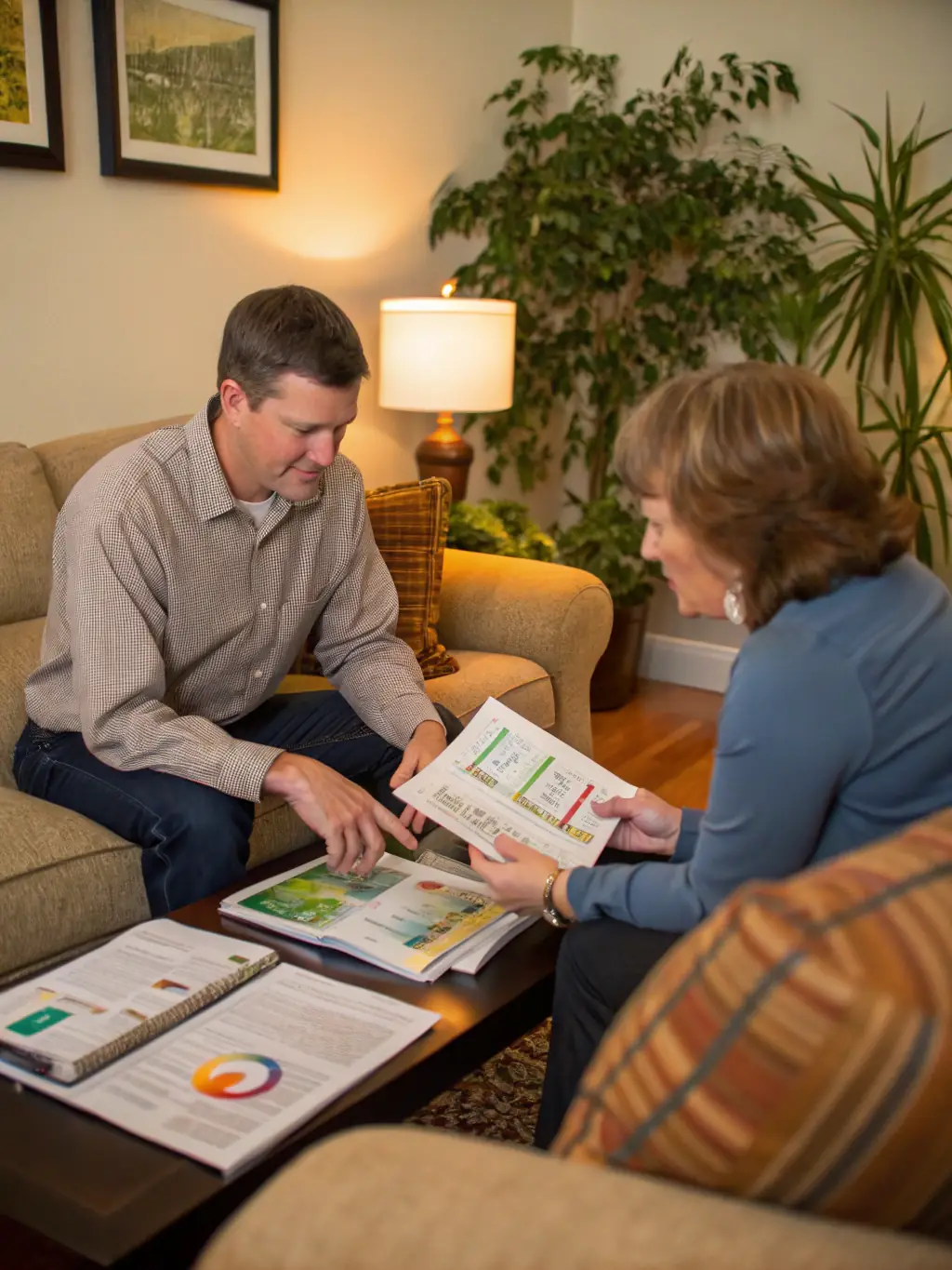 An image of a Dock Energy advisor providing service-related guidance to a customer in their home, focusing on energy efficiency.